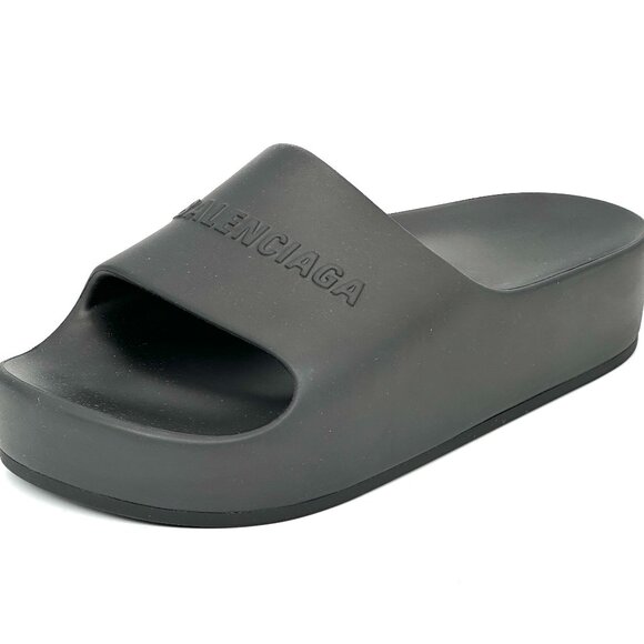 BALENCIAGA MONOSLIDE Sandals Mono Slides Rubber Pool Mules Shoes Black - Picture 7 of 16